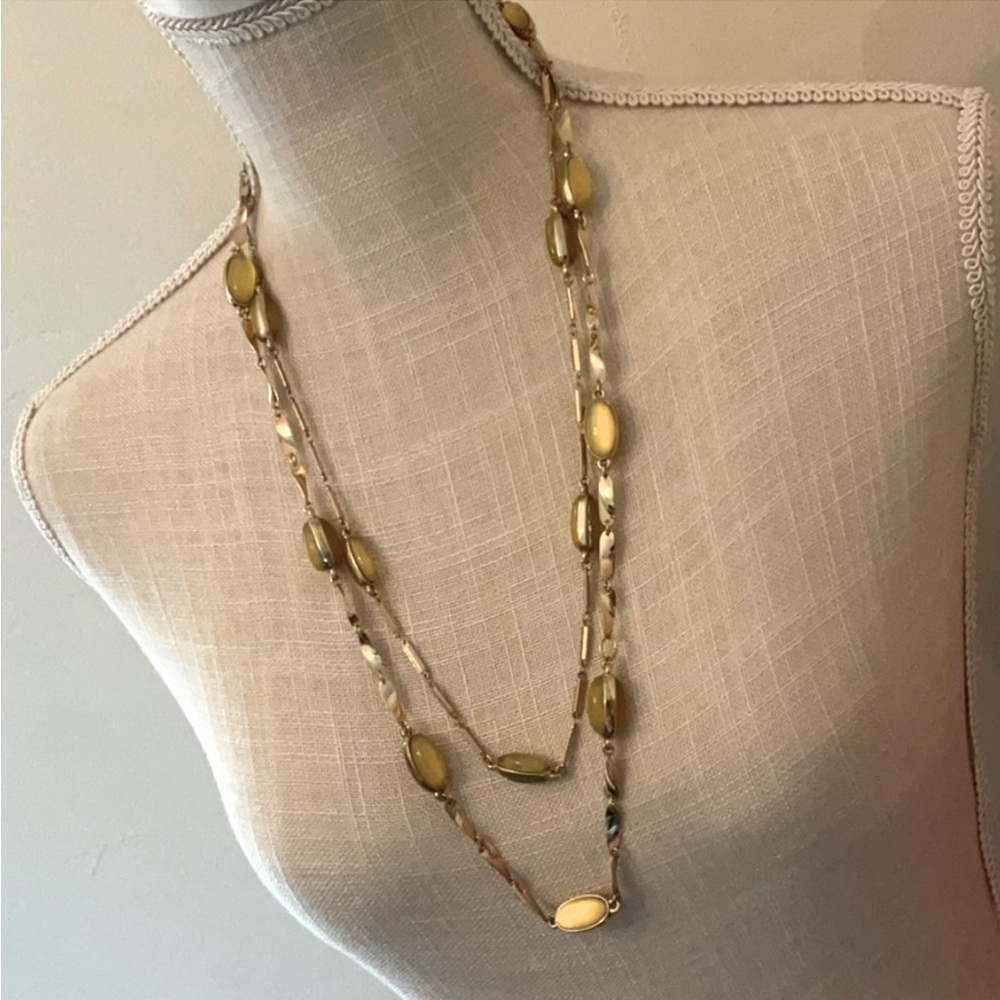 πΈ3/$25 Coldwater Creek Double Strand Layered Citrine Cabochon Gold Necklace - Picture 6 of 13
